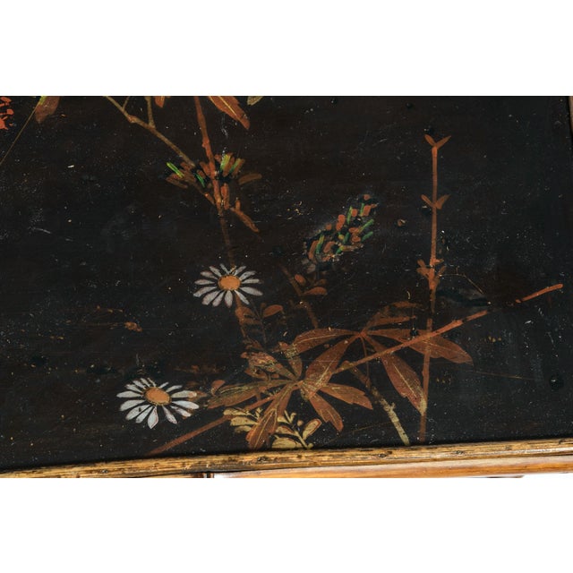 Antique French Napoleon III Chinoiserie Lacquered Bamboo Work Table For Sale - Image 16 of 17