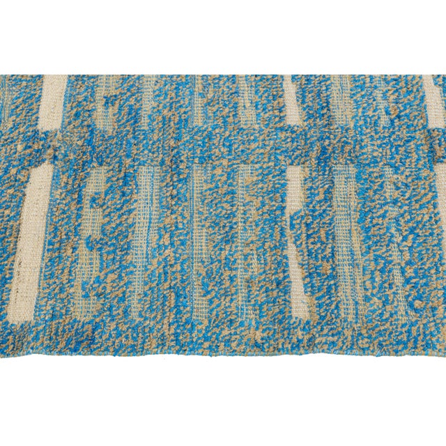 9 X 13 Modern Moroccan Style Wool Rug in Blue Featuring Geometric Design For Sale - Image 9 of 9