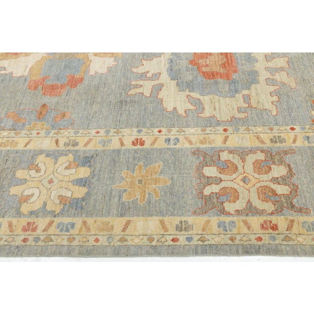 Textile Contemporary Oushak Turkish-Inspired Floral Area Rug in Soft Earth Tones 12x16 For Sale - Image 7 of 11