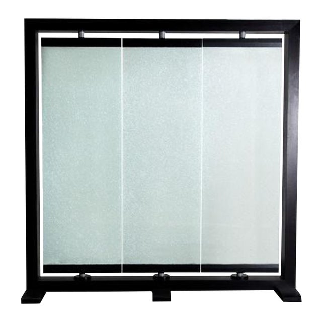 Diamond Sofa Paneled Glass + Wood Room Divider For Sale