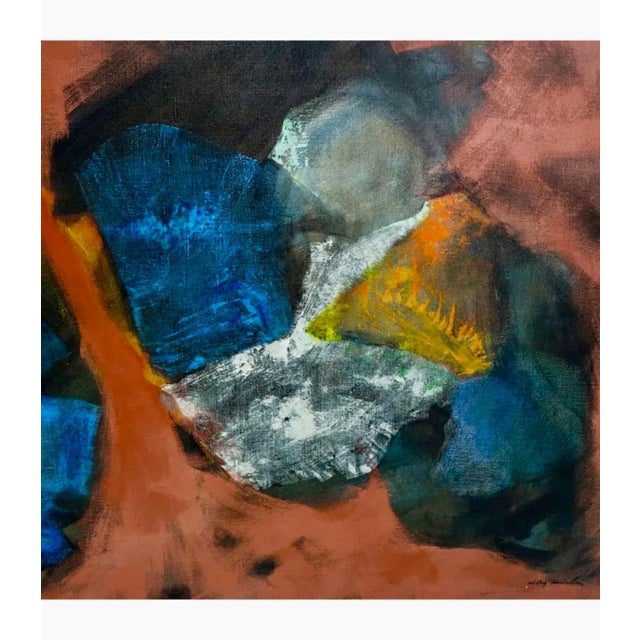 Mid 20th Century Willy Mucha, Large Polish French Abstract Expressionist Oil Painting Willy Mucha, Ecole Paris, 1963 For Sale - Image 5 of 15