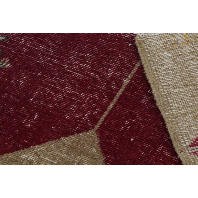 Textile 1950s Vintage Turkish Rug in Red With Geometric Patterns For Sale - Image 7 of 7