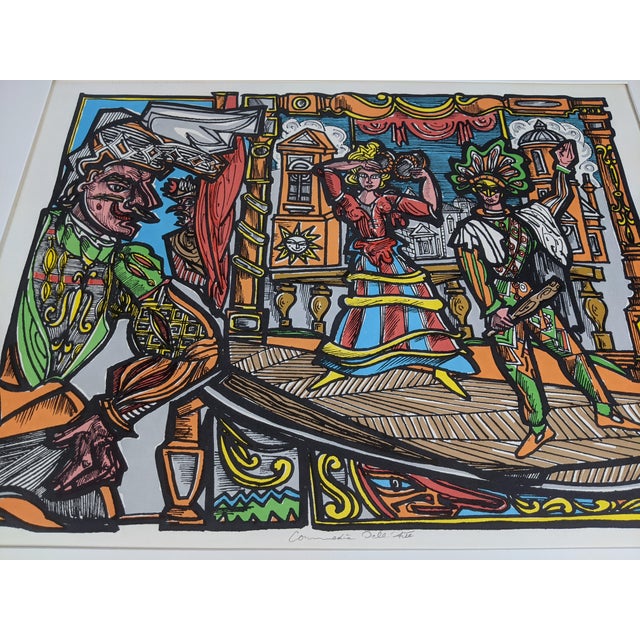 Commedia Dell'Arte Signed Limited Edition Serigraph by Marius Sznajderman, 1983 For Sale - Image 13 of 15