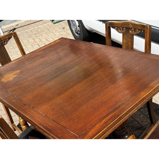 Extendable Draw Leaf Table and Chairs, Set of 5 For Sale - Image 5 of 14
