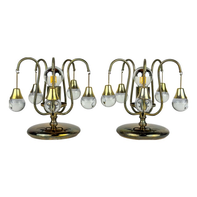 Vintage Murano Table Lamps, 1960s, Set of 2 For Sale