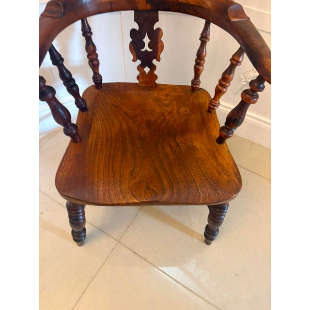 Wood Antique English Yew Wood Windsor Hoop Back Armchair, 1860 For Sale - Image 7 of 15