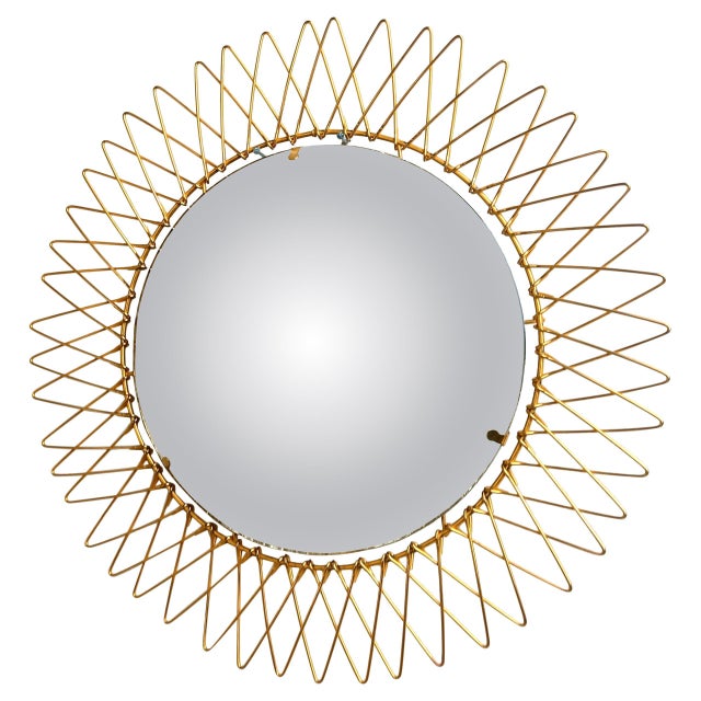 Vintage Bohemian Golden Sunburst Mirror, 1960s For Sale - Image 12 of 12