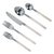 Lustrous stainless steel pairs with pearly frosted handles in this five-piece flatware set, complete place setting. With...