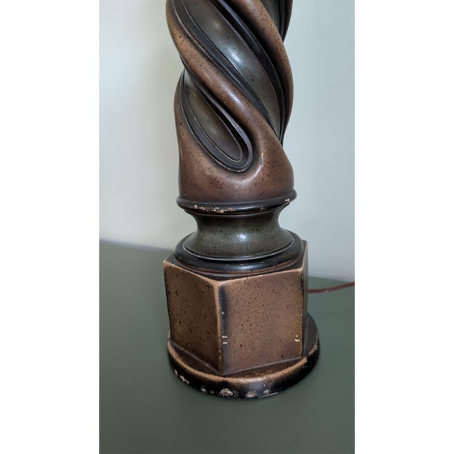 1969 Pieri Large Statement Sculptural Twisted Chalkware Table Lamp For Sale - Image 9 of 12