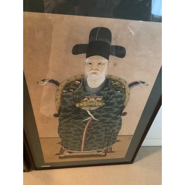 Chinese Framed Chinese Orr Korean Emperor and Empress 19th Century Ancestors, a Pair For Sale - Image 3 of 5
