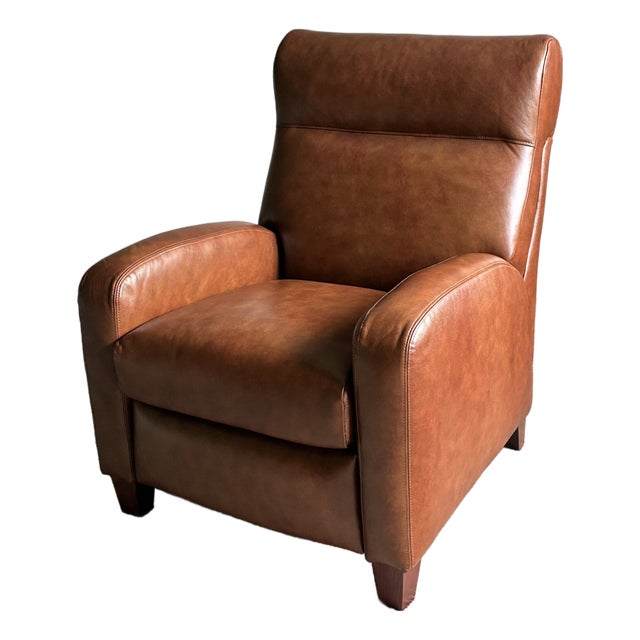 Late 20th Century Comfort Design Cognac Leather Recliner Lounge Chair For Sale