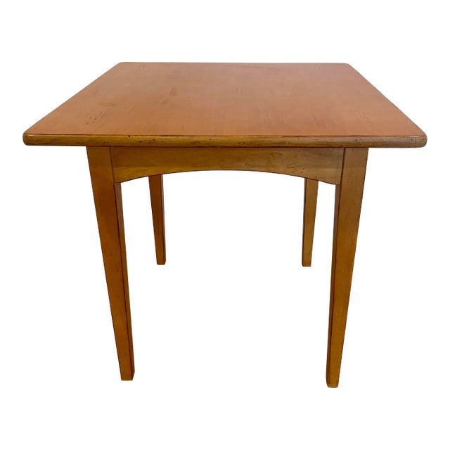 1990s Solid Maple Wood Square Side Table For Sale