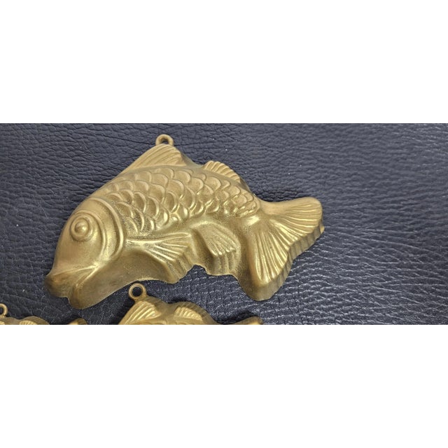 Vintage Brass Fish 4 Mold Set Wall Hanging Metal Art Kitchen Decor Largest fish is 8.5x6", 5.5x4, 4x3, 2.25 x 1.75" minor...
