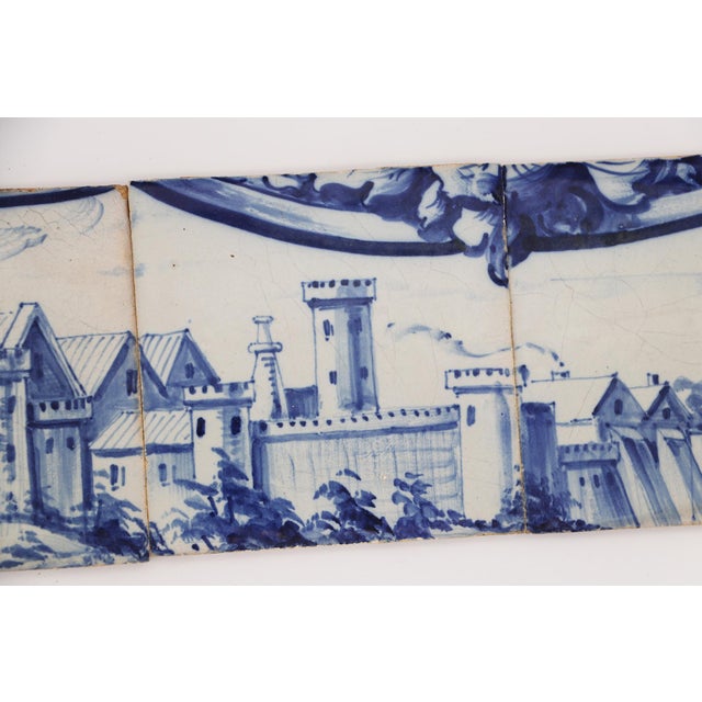 Baroque 19th Century Set of Four Tiles Depicting a Fortress, Portuguese Baroque For Sale - Image 3 of 10