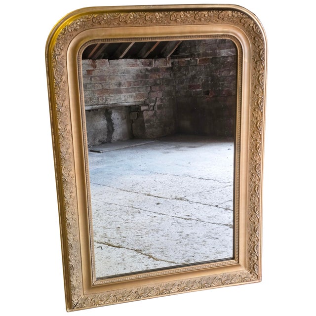 Gold Large Antique Gilt Overmantle Wall Mirror, 1900s For Sale - Image 8 of 8