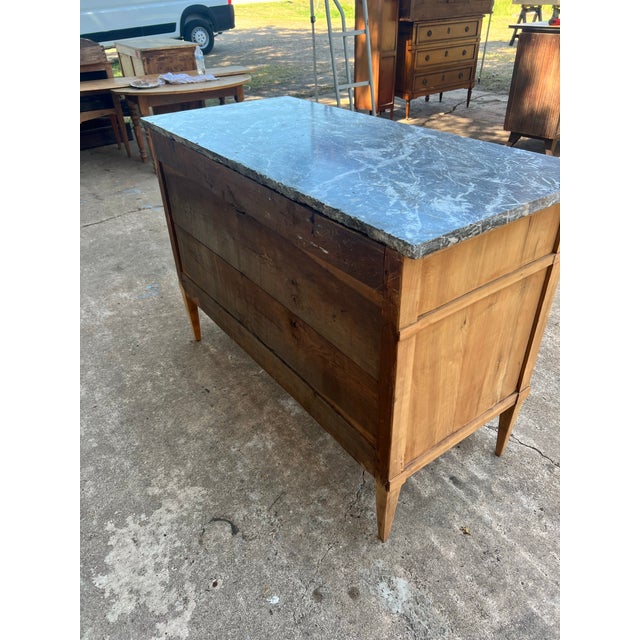 French 19th Century Louis XVI Bleached Chestnut Marble Top Commode For Sale - Image 11 of 12