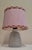 Vintage Table Lamp with Frosted Relief Glass Base and Pink Fabric Shade, 1970s For Sale - Image 9 of 9