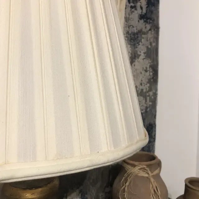 1990s Italian Hand Painted Ceramic Lamp With Shade For Sale - Image 5 of 12