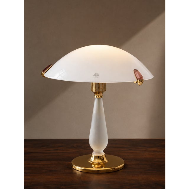 An extraordinary and highly collectible mid-century modern mushroom table lamp produced by the prestigious aureliano toso...