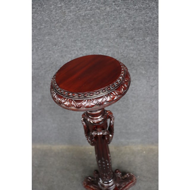 Victorian Carved Mahogany Pedestal Plant Stand / Display Stand For Sale - Image 3 of 11