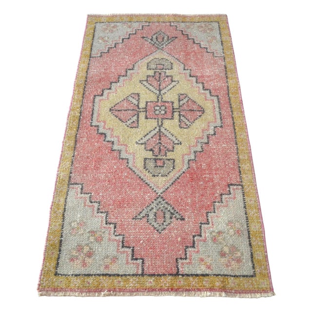 Vintage Hand Knotted Small Turkish Rug Boho-Chic Entry Decor Door Mat - 1′9″ × 3′3″ For Sale - Image 6 of 11
