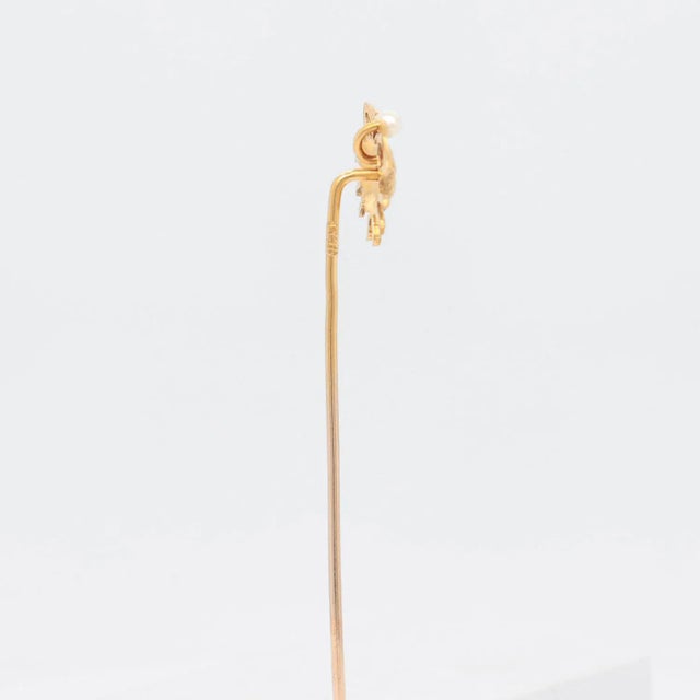 Vintage 10k Gold & Pearl Figural Crab Stick Pin For Sale - Image 9 of 10