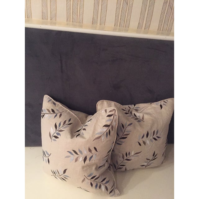 Textile Autumn Leaves Print Pillows - A Pair For Sale - Image 7 of 7