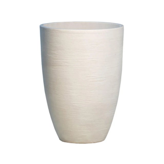 Contemporary White Composite Planter Pot Medium For Sale - Image 3 of 3