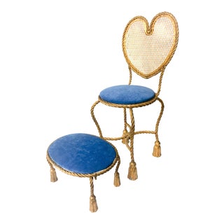 Italian Tassel Chair & Ottoman For Sale