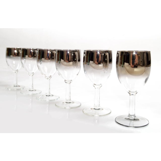 Vintage Silver Fade 1970 Dorothy Thorpe Style Ombre Metallic Color Wine Glass Stemware- Set of 6 For Sale In Miami - Image 6 of 12