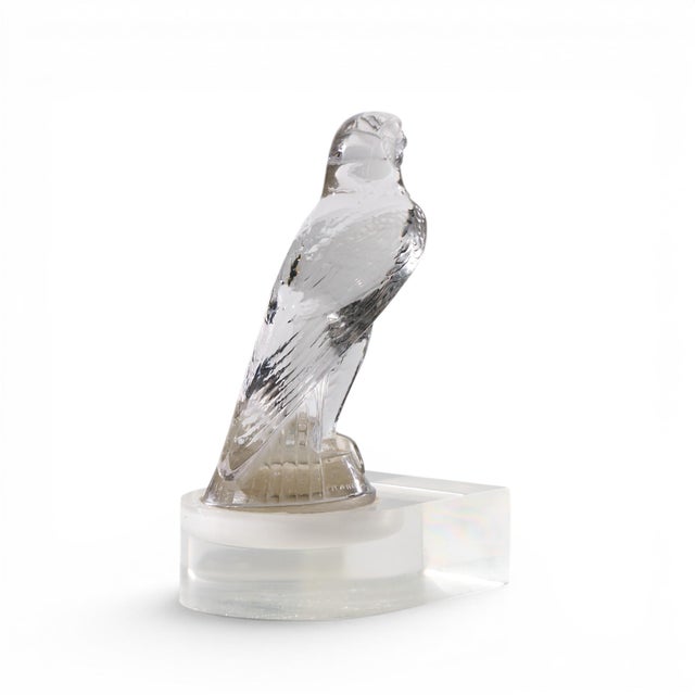 René Lalique Falcon Car Mascot Clear Glass Mounted Bookends - Pair For Sale - Image 10 of 12