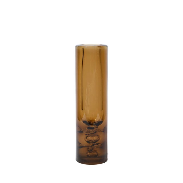 Mid-Century Hand-Blown Smoked Amber Glass Vase With Murine Detailing by Baranek For Sale - Image 13 of 13
