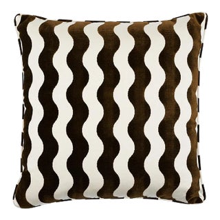 Schumacher The Wave 20" Pillow in Chocolate For Sale