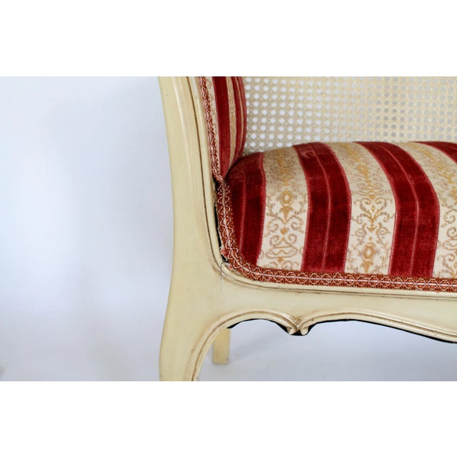 Cream Louis XV Painted Caned Settee Loveseat For Sale - Image 8 of 12