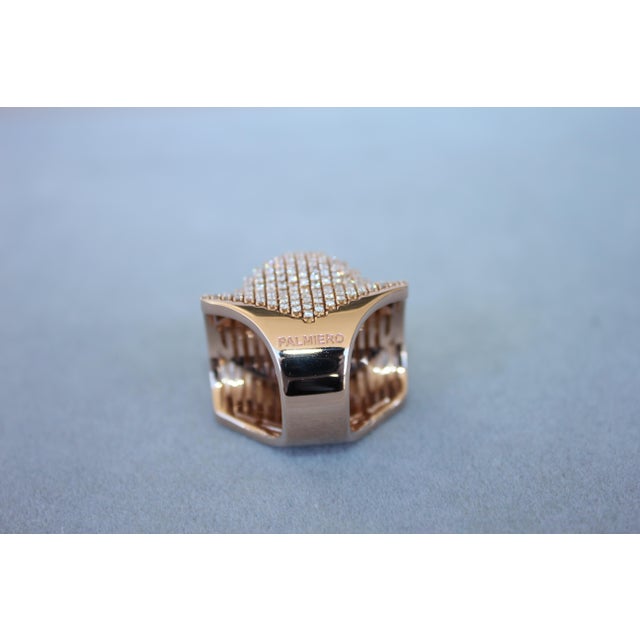 Palmiero Unique White Diamond Brilliant Pave 18 Karat Rose Gold Unique Dome Ring, Size 7.25 For Sale - Image 15 of 18