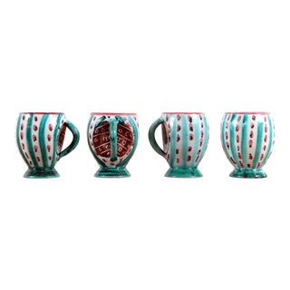 Vintage Mid Century Modern Italian Art Pottery Mugs - Set of 4 For Sale