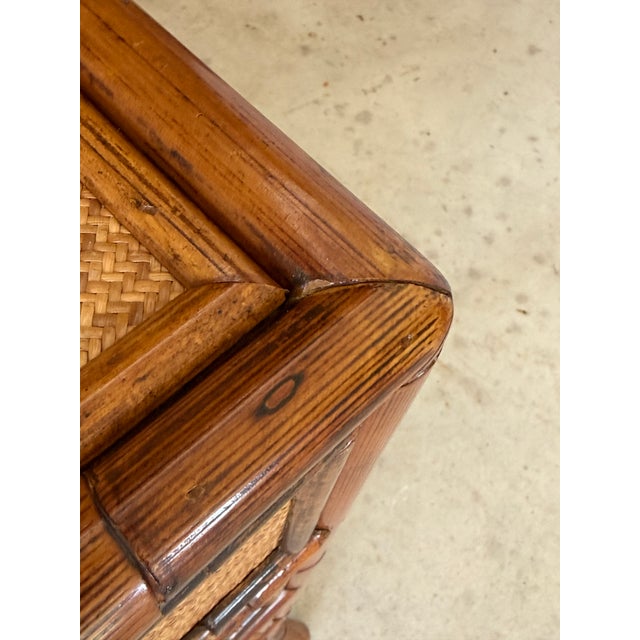 Vintage E. Murio Manila Refinished Rattan & Raffia Five Drawer Chest For Sale - Image 9 of 12
