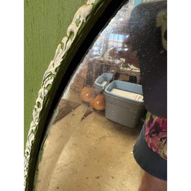 Vintage Green With White Accents Wall Mirror For Sale In West Palm - Image 6 of 10