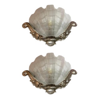 French Art Deco Wall Sconces Lamps from Léon Hugue Paris, 1929, Set of 2 For Sale
