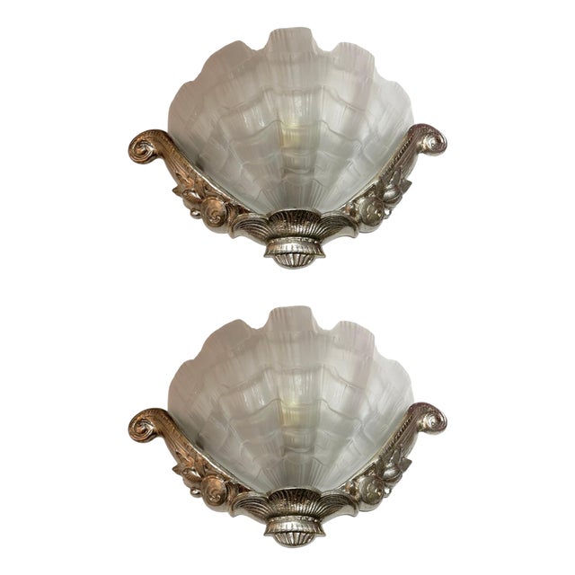 French Art Deco Wall Sconces Lamps from Léon Hugue Paris, 1929, Set of 2 For Sale