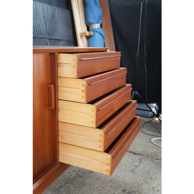 1980s Otmar Danish Scandinavian Modern Teak Credenza Buffet Console Sideboard MCM 71" For Sale - Image 9 of 14