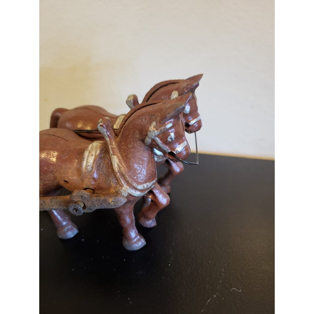 Rustic Antique Cast Iron Horse Drawn Carriage Cart Early 1900s For Sale - Image 3 of 16