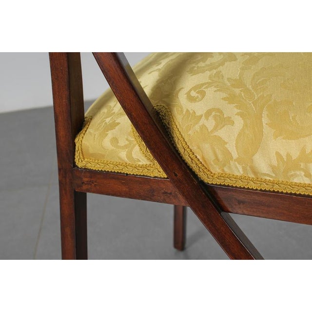 Liberty Style Shaped Wood and Yellow Fabric Chairs by V. Ducrot, Italy, 1920s, Set of 2 For Sale - Image 16 of 18