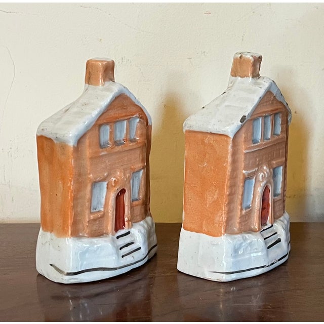 Victorian Antique 19th Century English Staffordshire Brick Cottage Coin Banks Circa 1860 - A Pair For Sale - Image 3 of 14