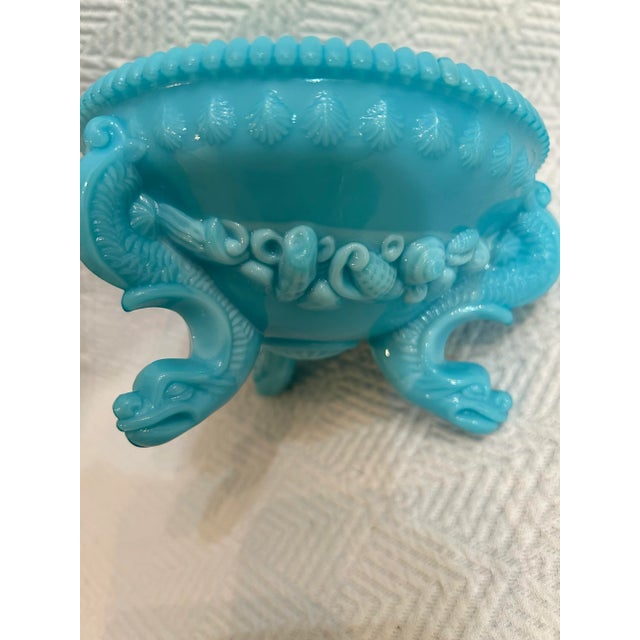 Mid 20th Century Westmoreland Blue Milk Glass “Argonaut” Lidded Candy Dish For Sale - Image 10 of 10