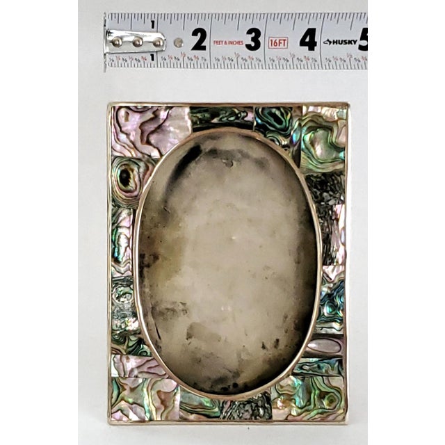 Silver Abalone Shell Photo Picture Frame 1950s For Sale - Image 12 of 13