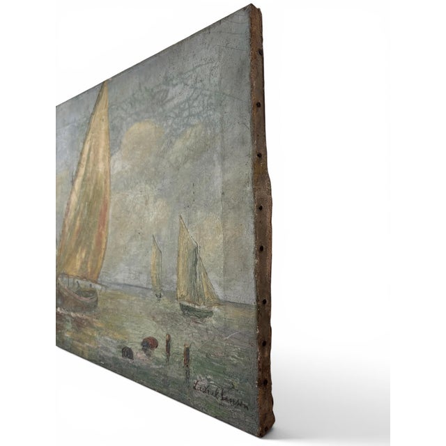 Charming 19th/20th Century French Impressionist Maritime Seascape – Oil on Canvas For Sale - Image 4 of 15