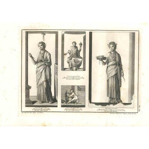Ancient roman frescoes from the series "antiquities of herculaneum", is an original etching on paper realized by nicola...