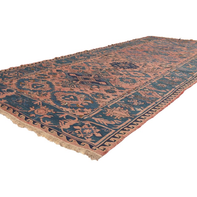 77647 Vintage Persian Soumak Rug, 05'00 x 10'10. The Nomadic Chronicle: A Vintage Persian Soumak Masterpiece of Ancestral...