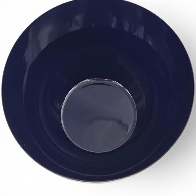Kaj Franck Kaj Franck for Finel Arabia Finnish Cobalt Enamel Steel Bowl 8.25" For Sale - Image 4 of 9